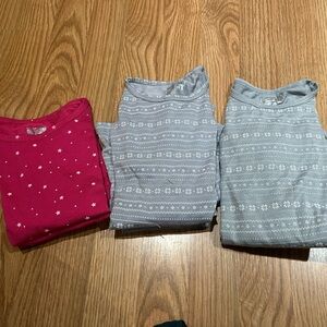 Three Longsleeve/Pants sets, size XS and S